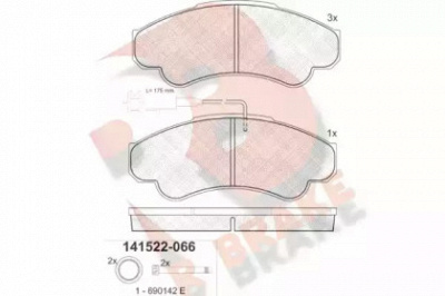 R BRAKE rb1522066 -  Комплект тормозных колодок, дисковый тормоз